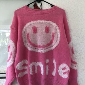 Pink Smile Face Sweater